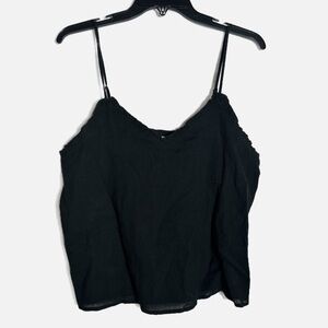NWT Abound Black Cotton Crop Tank With Ruffles